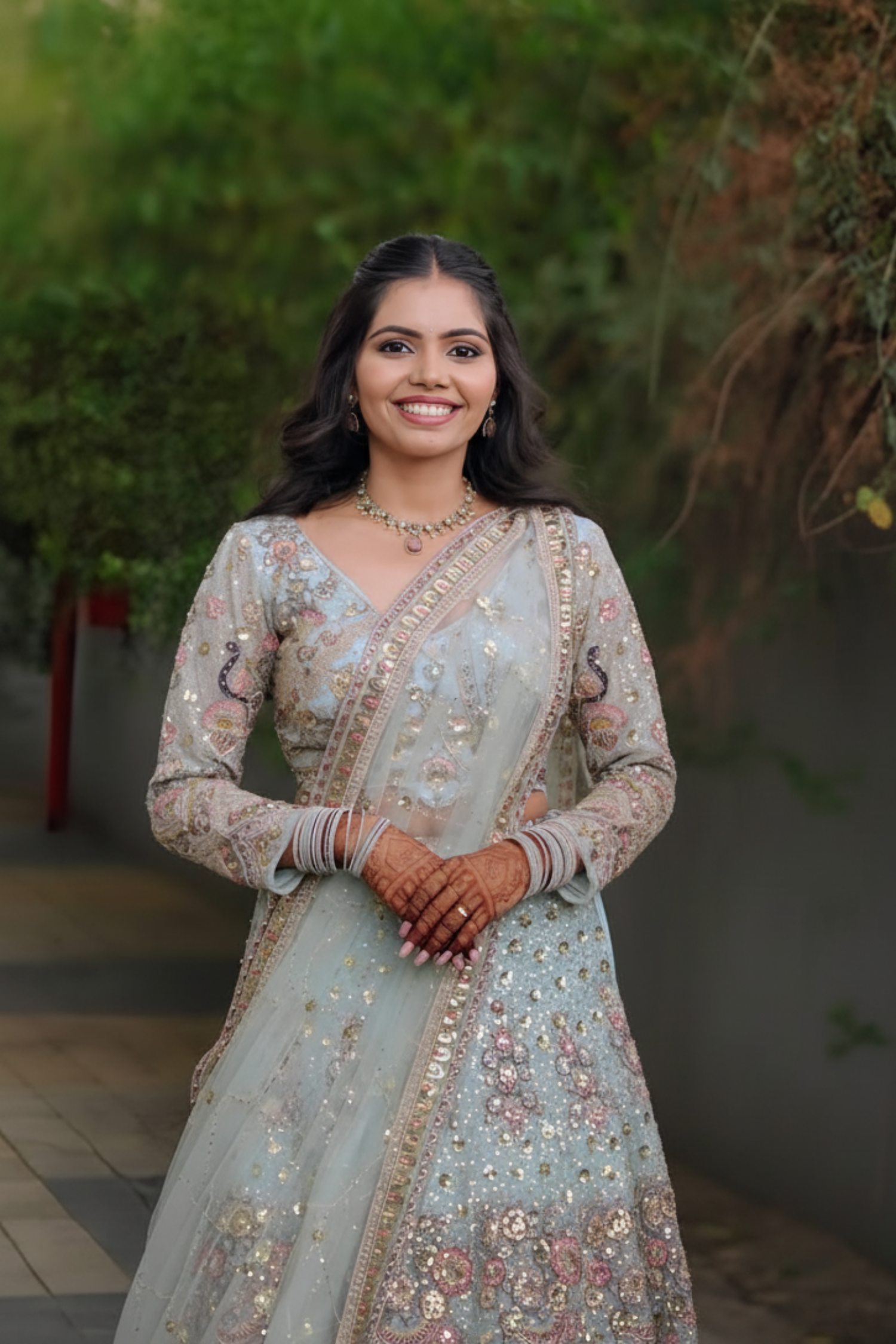 Sky Blue Lehenga With Sequin Work Embellishment