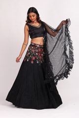 Black Embroidered Lehenga