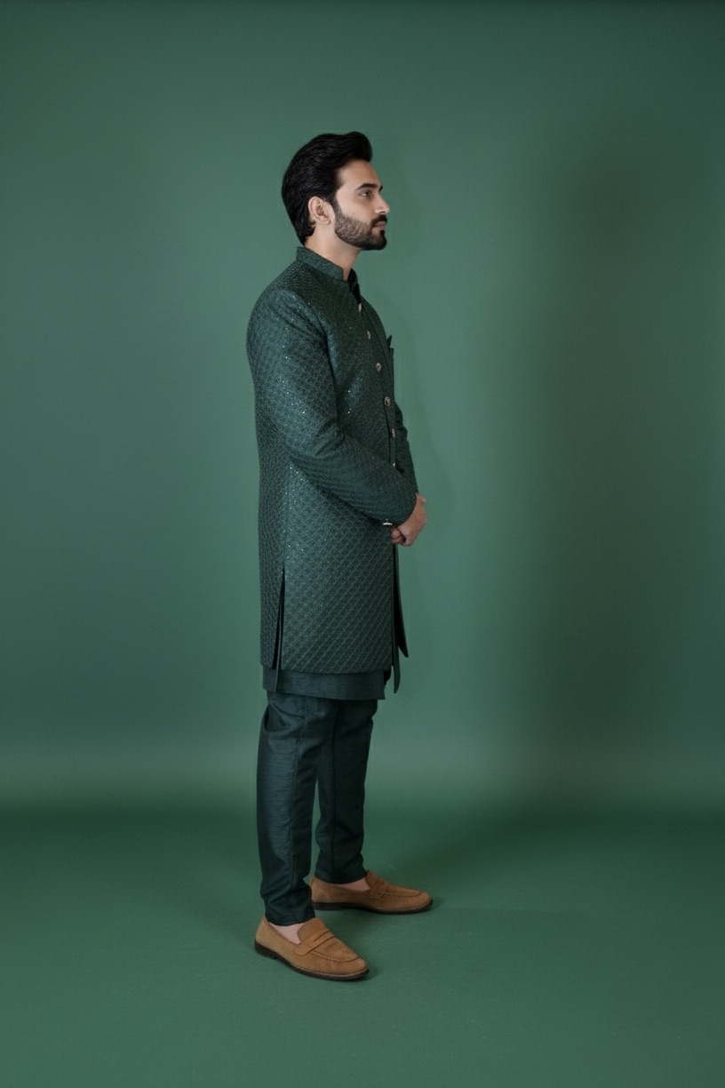 Emerald Green Sherwani Set2