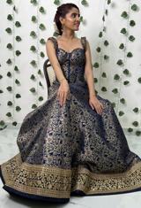 Royal Blue Brocade Gown1