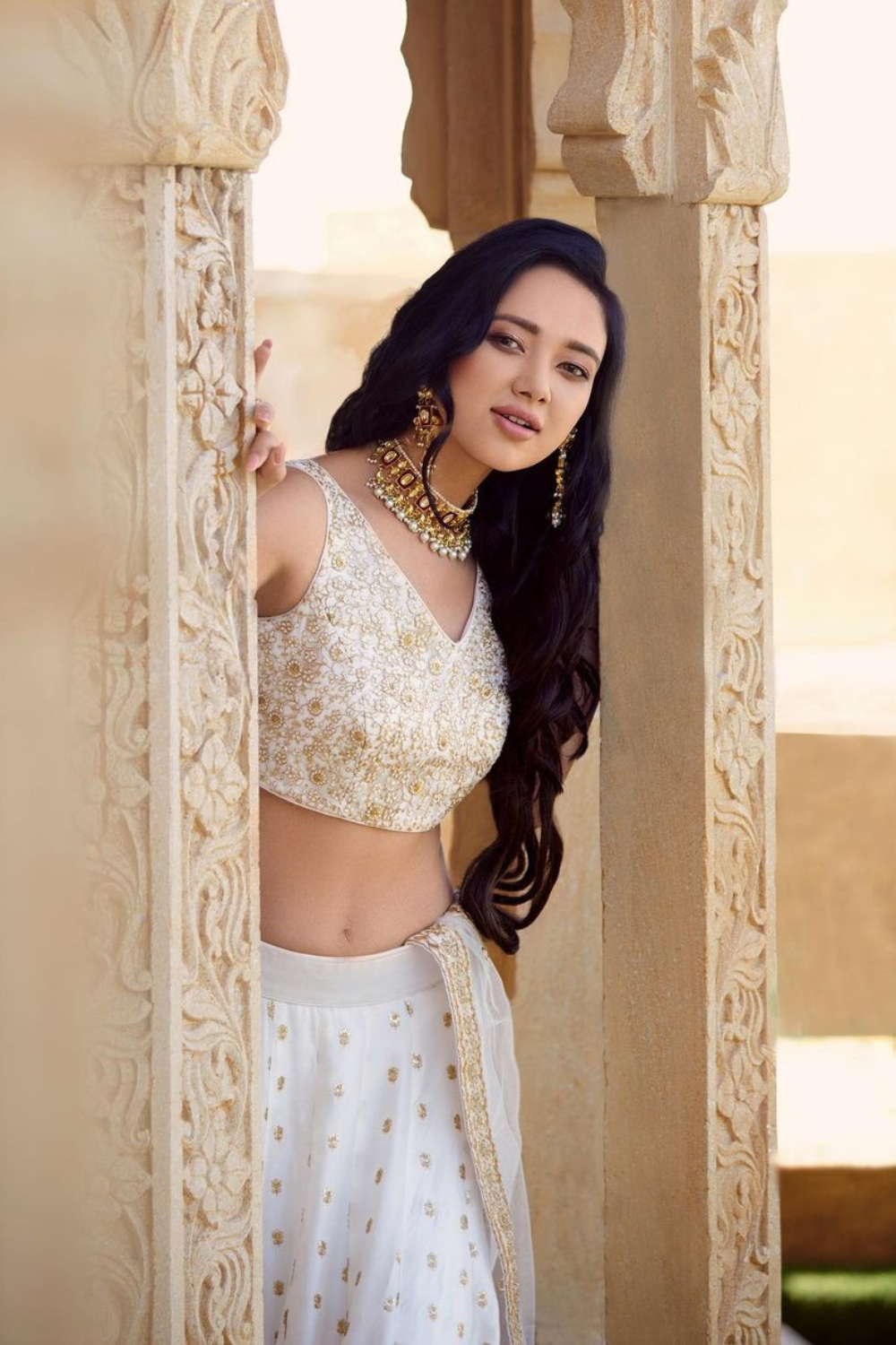 Ivory Dupion Silk Lehenga