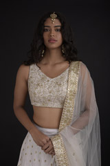 Ivory Dupion Silk Lehenga_SUB8287