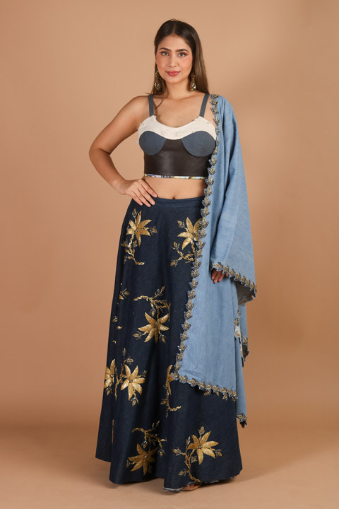 Denim Lehenga Set