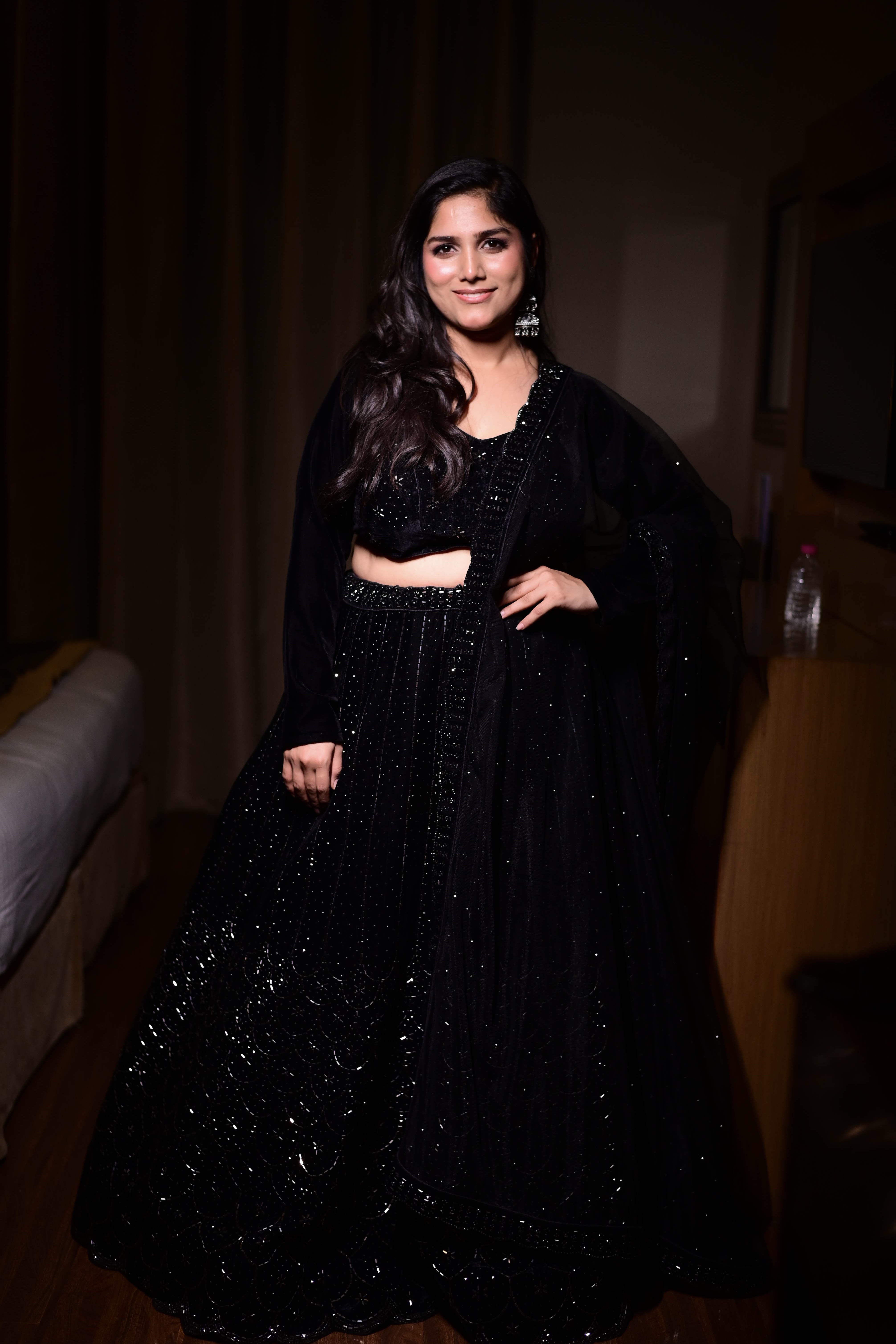 Black Velvet Sequinned Lehenga