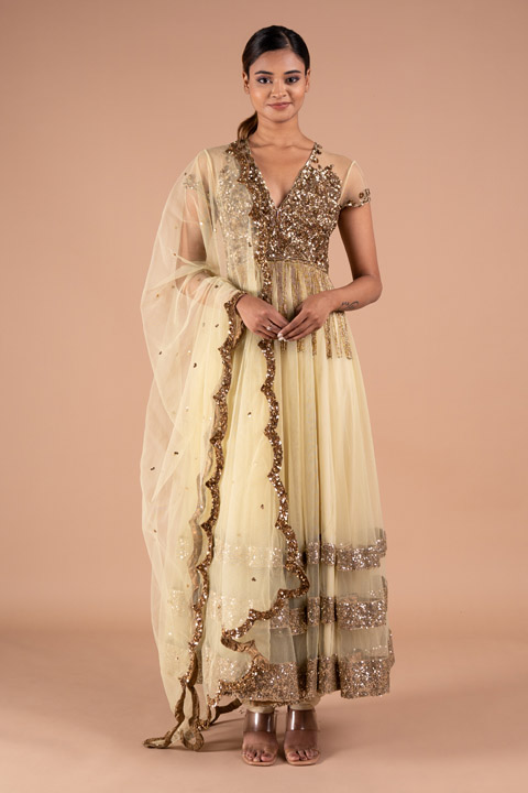 Golden Net Anarkali
