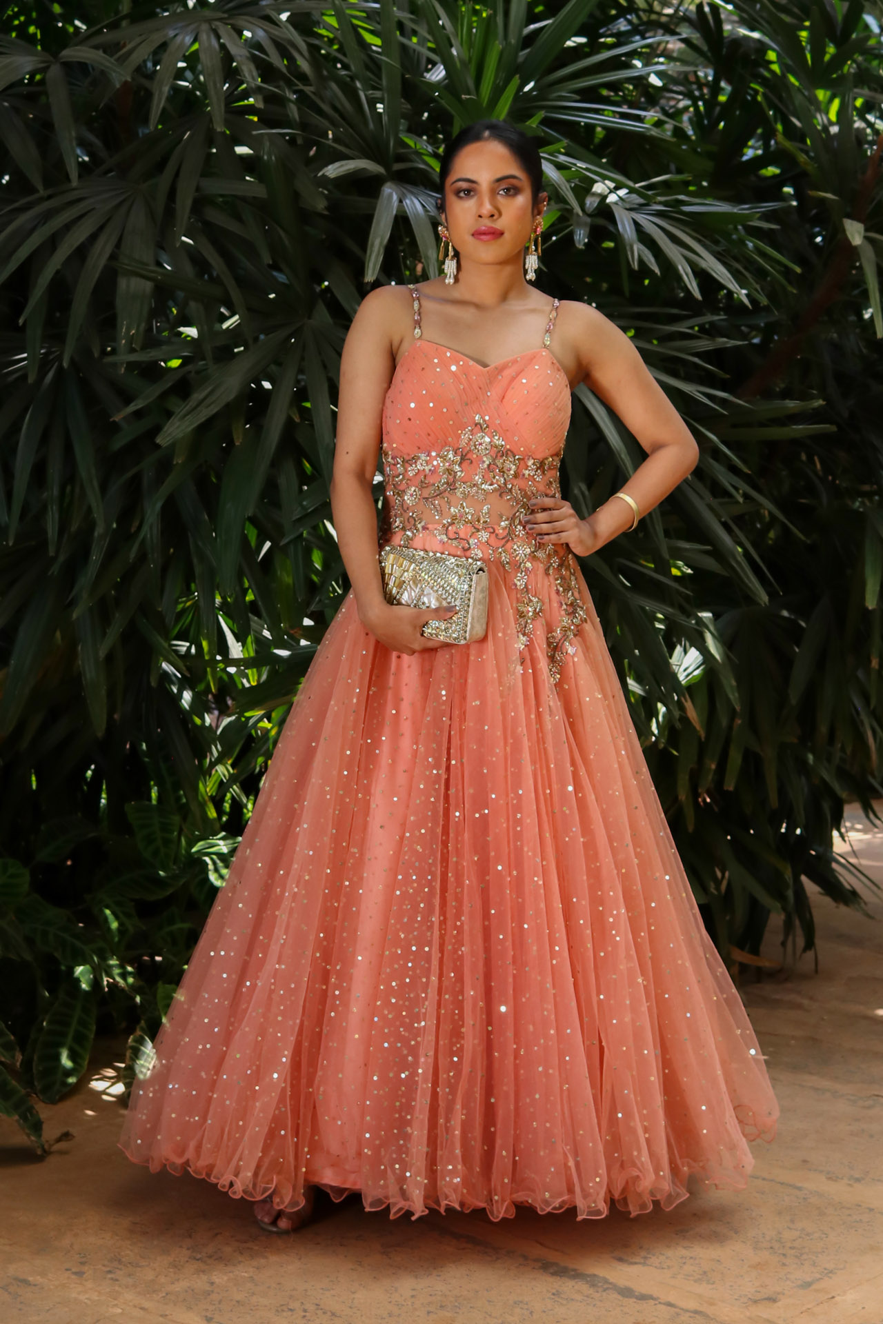 PEACH SEQUIN GOWN