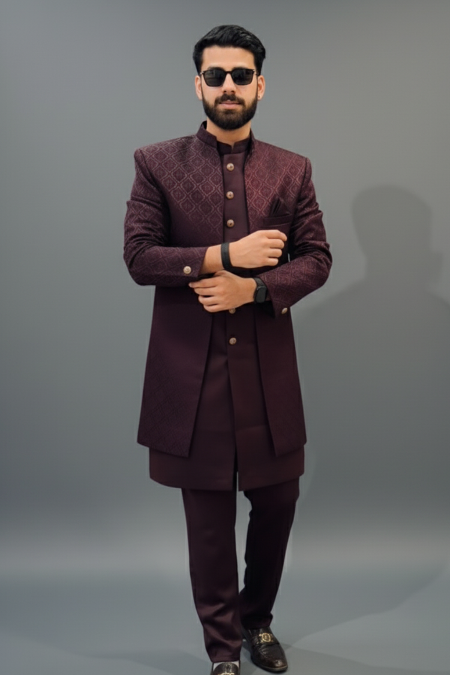 Maroon Indo Western Set