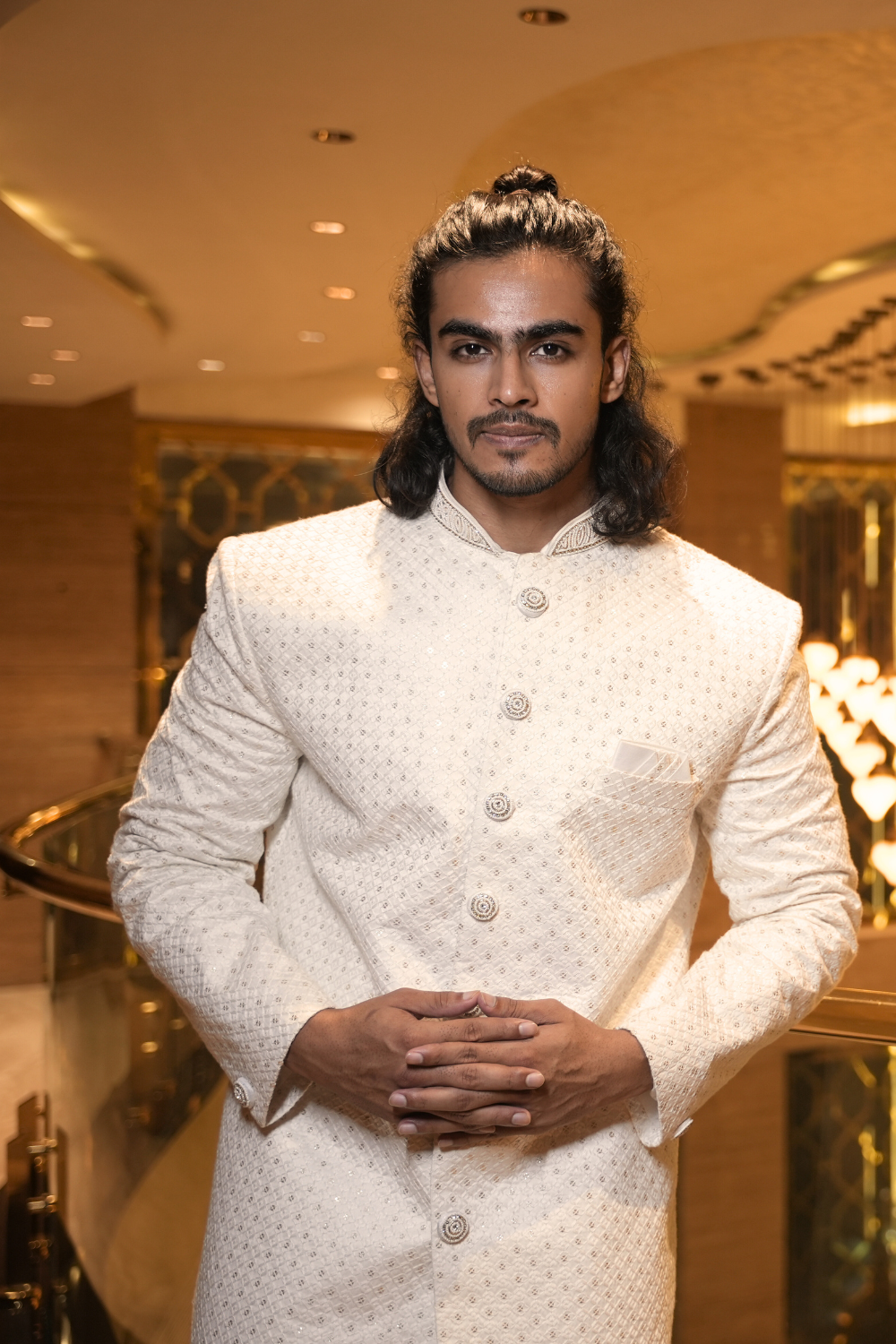 Pristine White Sherwani Set WIth Sequin Embellishment7