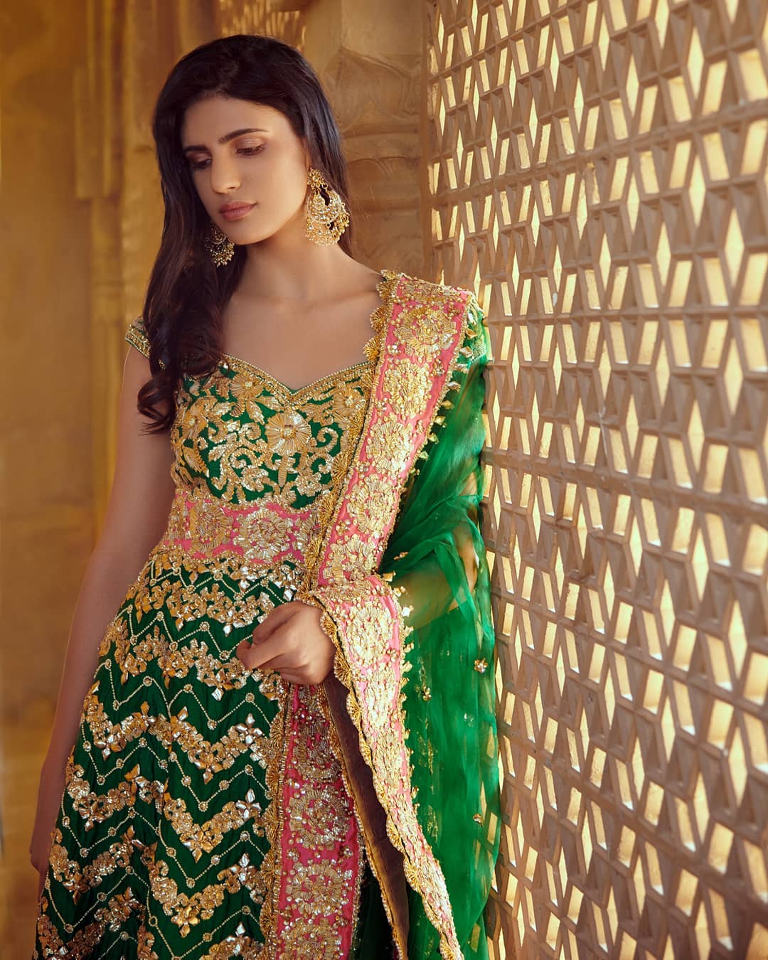 Emerald Green Embellished Anarkali4