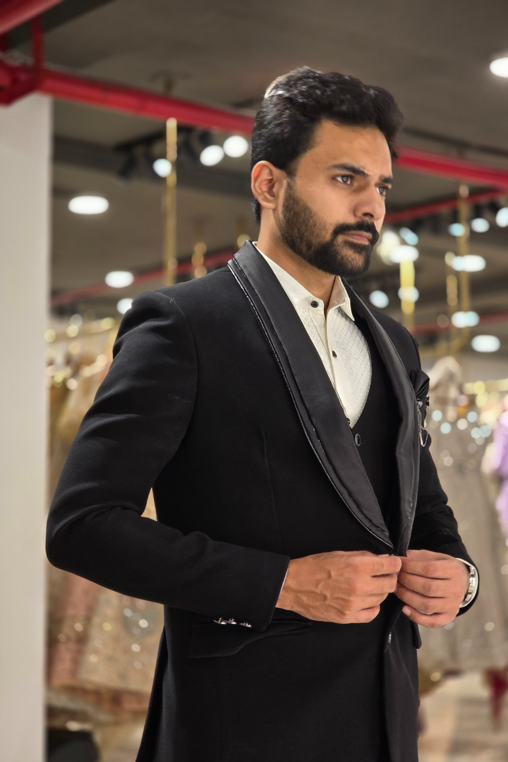 Black Four Pieces Suit Set3