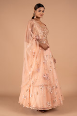 Sequin Embellished Peach LehengaDSC09085