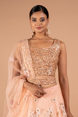 Sequin Embellished Peach LehengaDSC09086