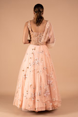 Sequin Embellished Peach LehengaDSC09089