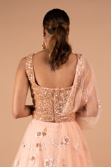 Sequin Embellished Peach LehengaDSC09091