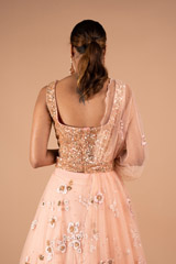 Sequin Embellished Peach LehengaDSC09094