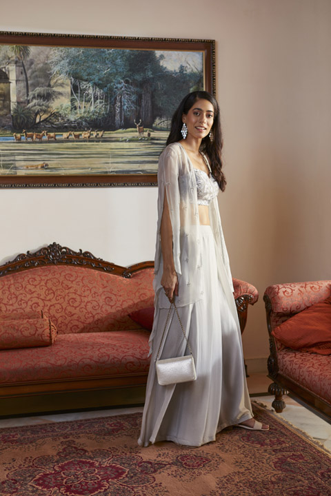 Grey Embroidered Lehenga