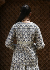 Blue Leaf Print Chanderi Top And SkirtIMG_0707