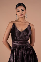 Brown Bronze V Neck GownDSC07945