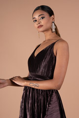 Brown Bronze V Neck GownDSC07946