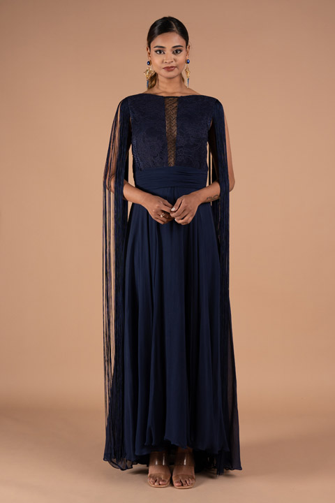 Navy Blue Lace Gown
