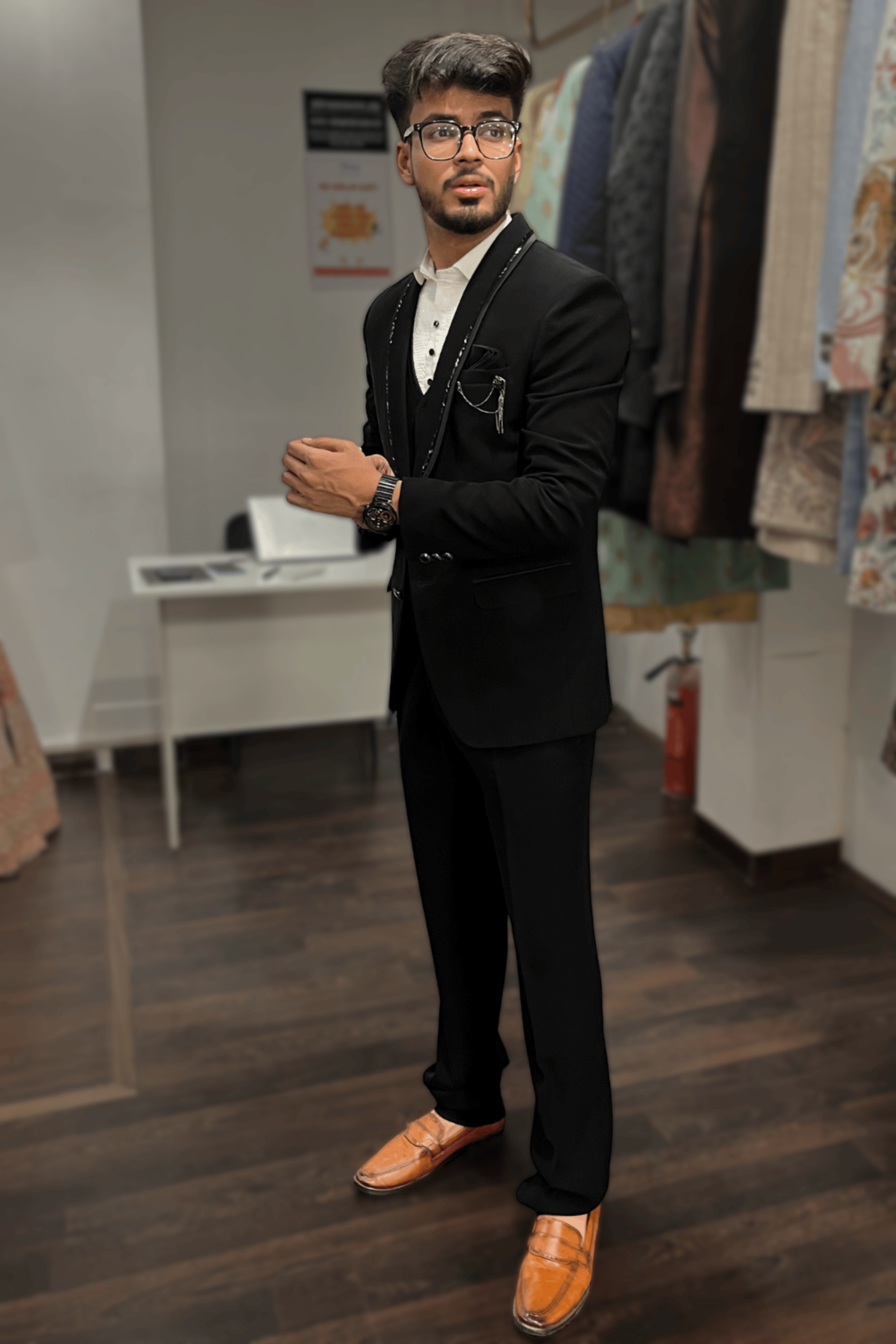 Black Five Pieces Suit Set7