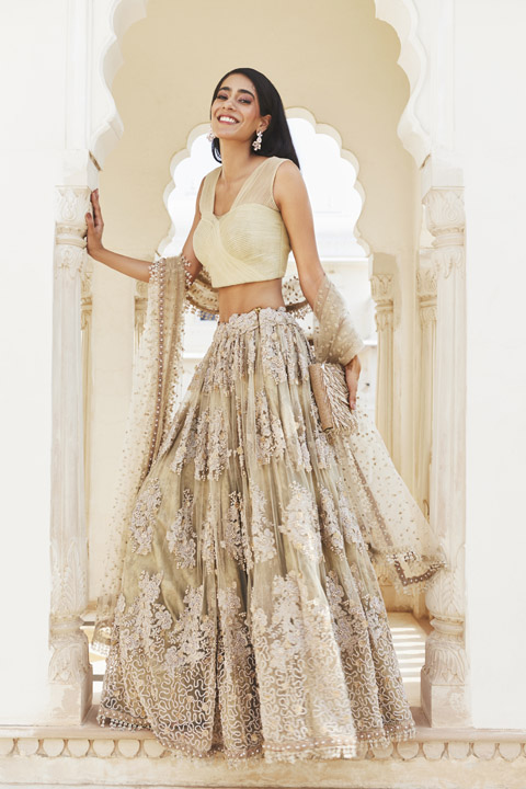 Heavy Embellished Beige lehenga