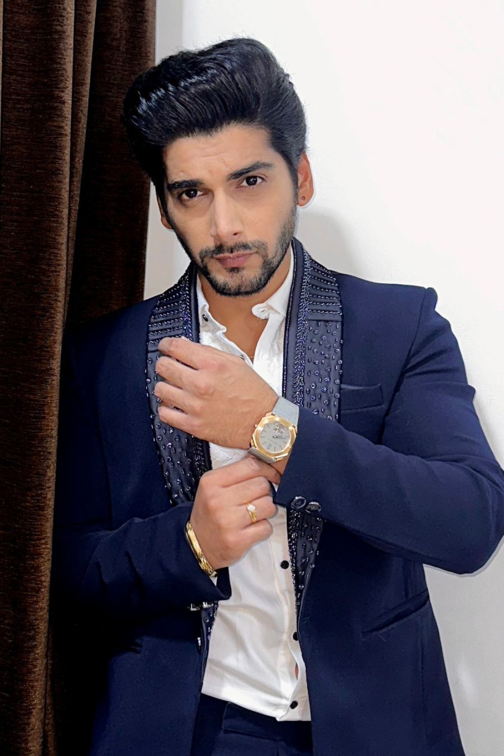 Navy Blue Suit Set With Sequins Beads Embellishment1