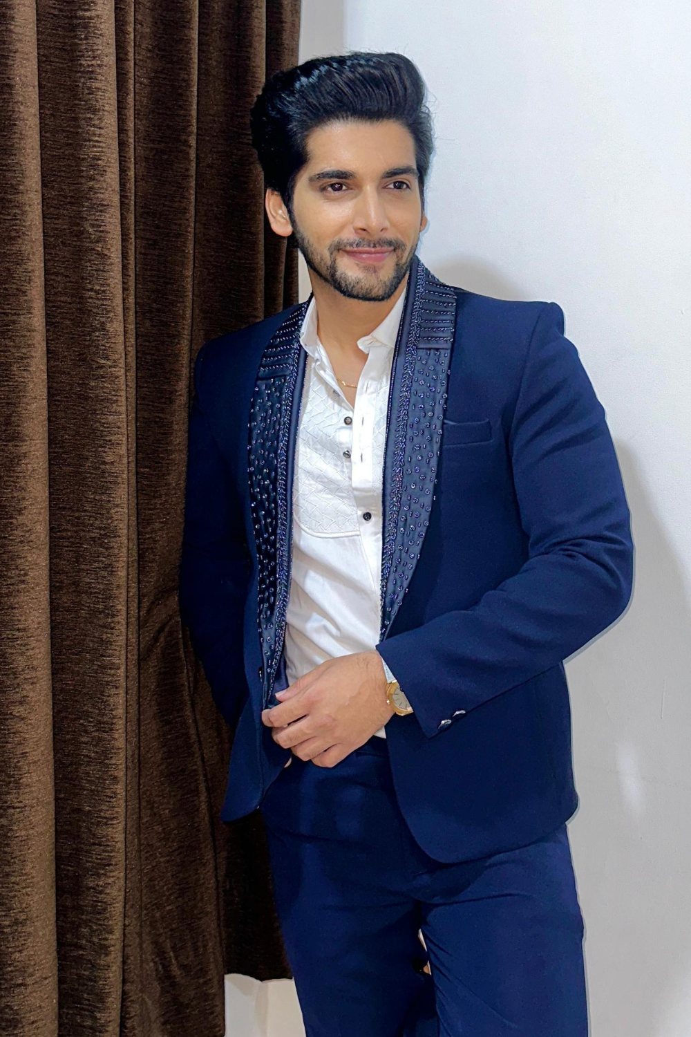 Navy Blue Suit Set With Sequins Beads Embellishment6