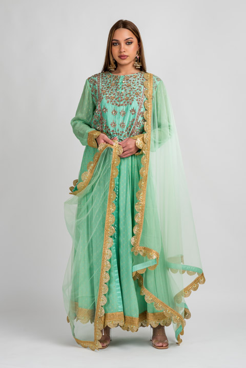 Green Anarkali Set