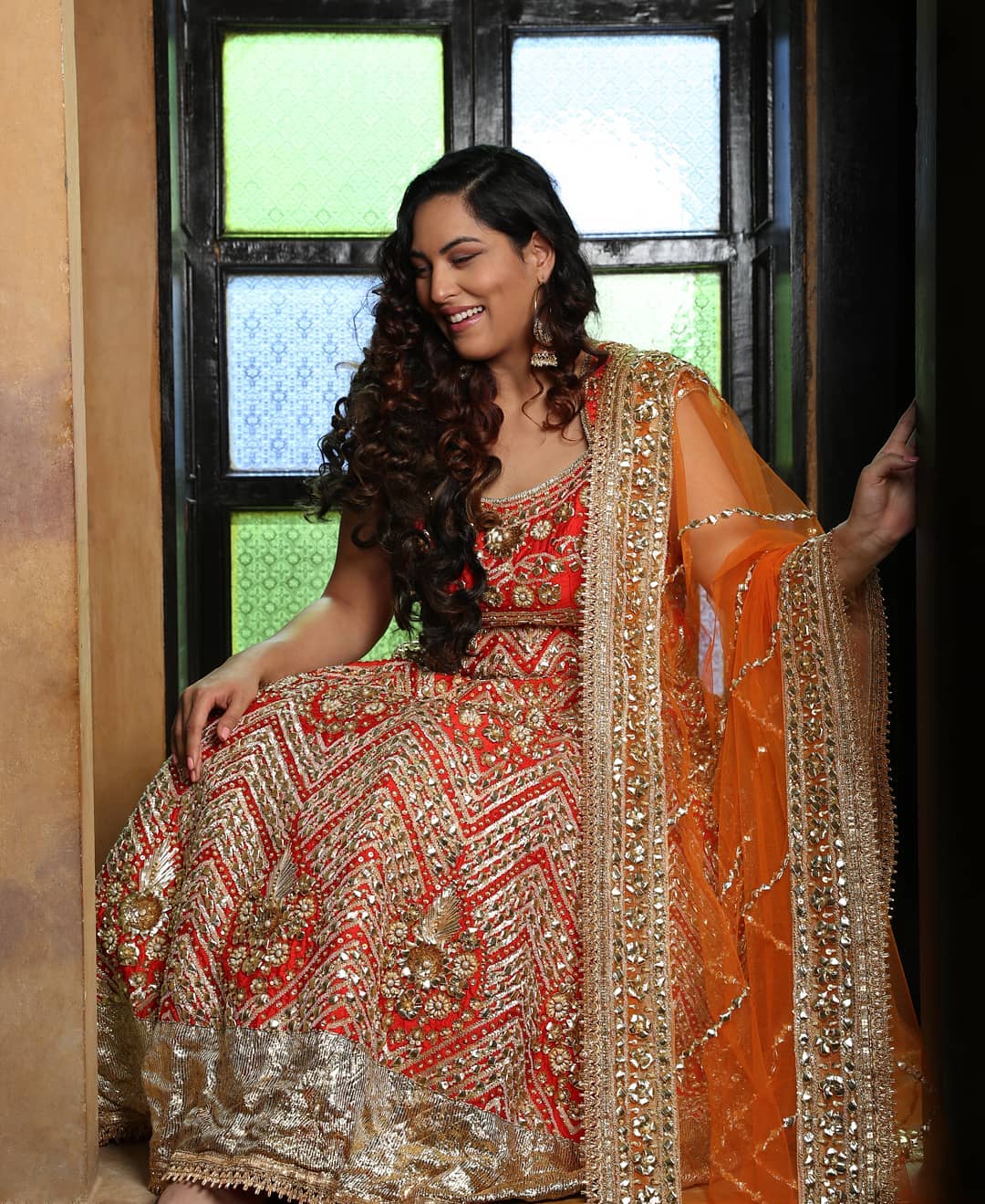 Red Embellished Anarkali3