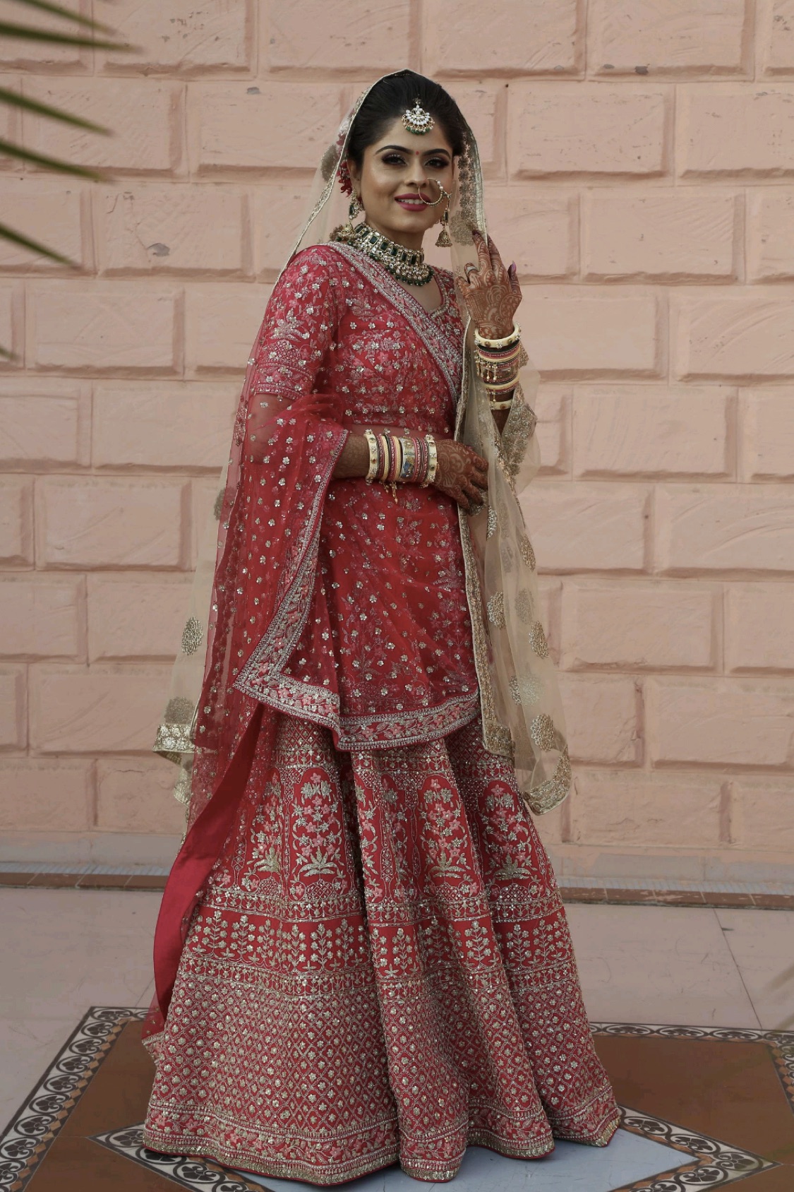 Red Bridal Lehenga With Embellished Work