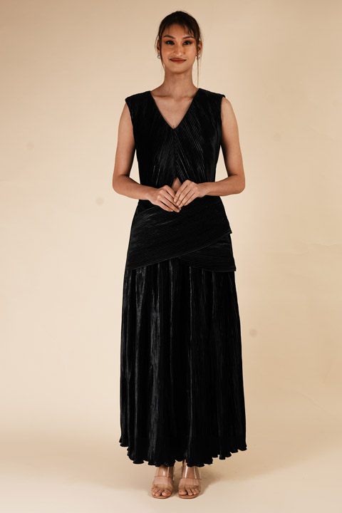 Black Pleated Gown