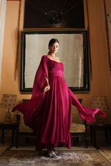 Maroon Flared Sleeves Gown