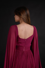 Maroon Flared Sleeves Gown_DTR9099