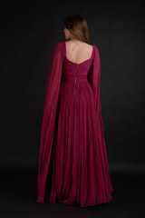 Maroon Flared Sleeves Gown_DTR9100