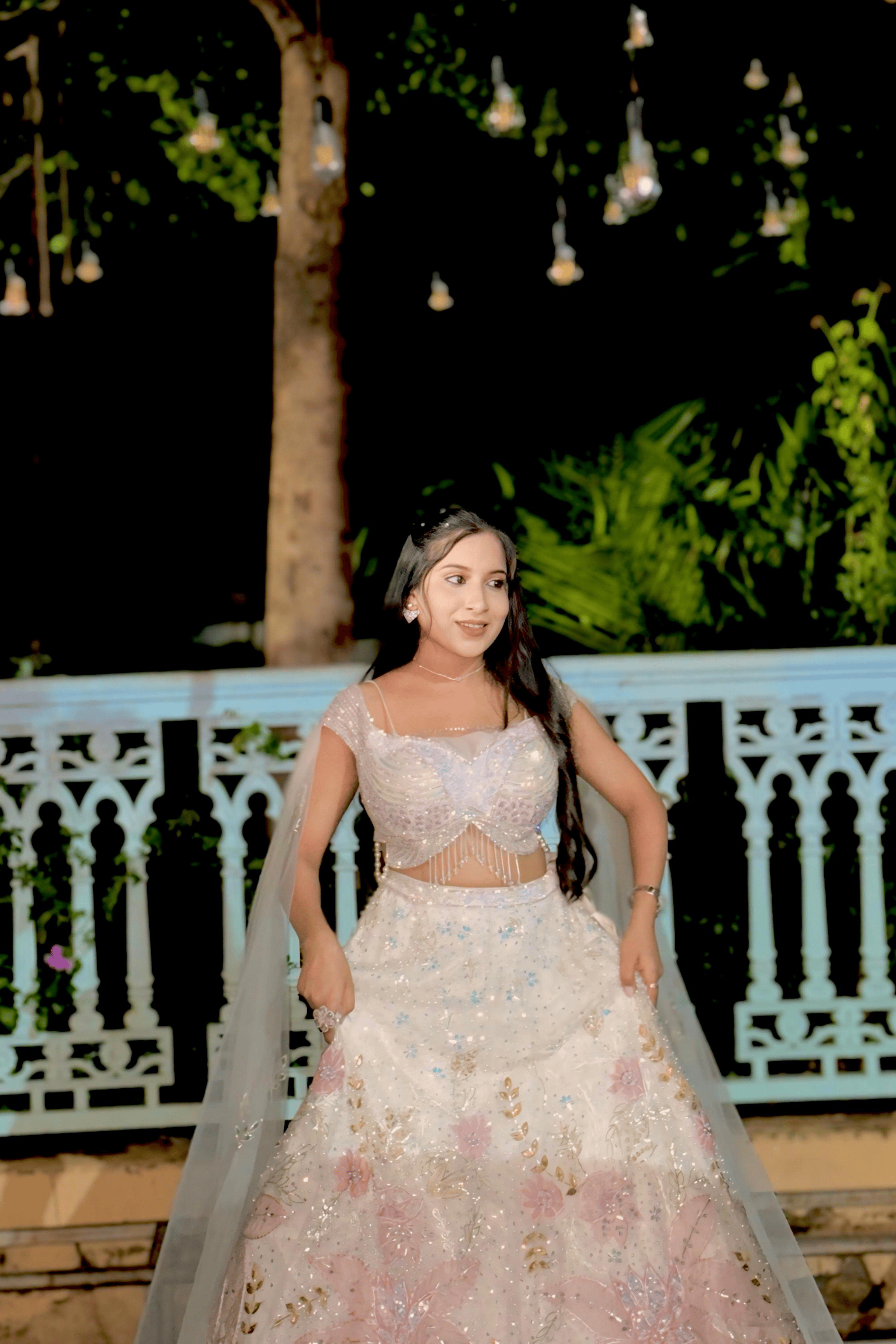 Butterfly Design White Lehenga Set3