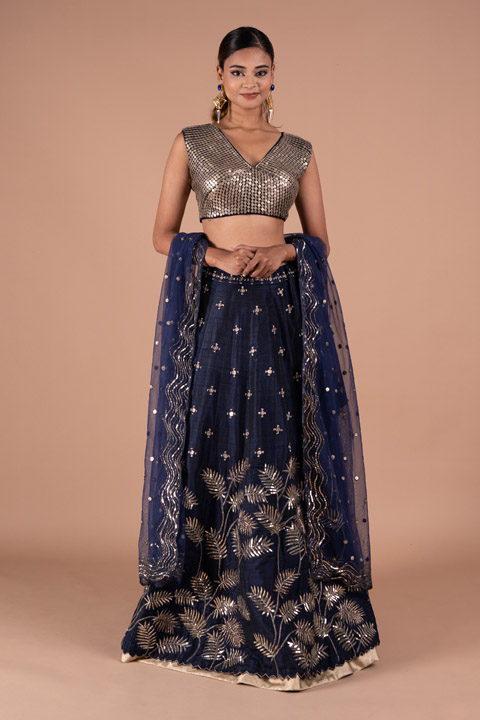 Navy Blue Embellished Lehenga
