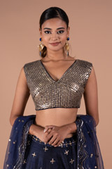 Navy Blue Embellished LehengaDSC08135