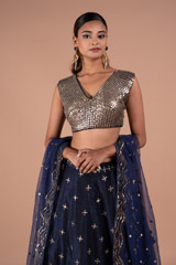 Navy Blue Embellished LehengaDSC08136