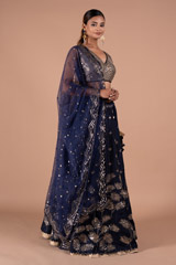 Navy Blue Embellished LehengaDSC08143