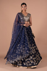 Navy Blue Embellished LehengaDSC08145