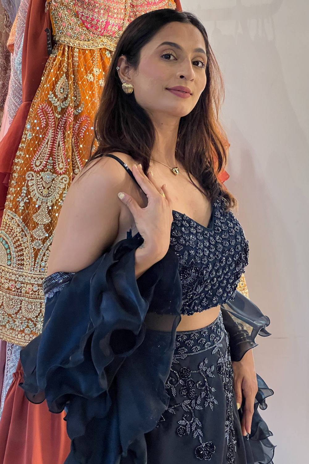 Midnight Blue Ruffle Lehenga Set5
