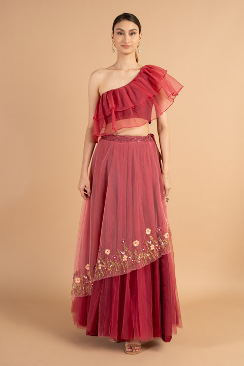 Pink One Shoulder Glam Set