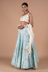 Mint Raw Silk LehengaDSC08787