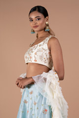 Mint Raw Silk LehengaDSC08788