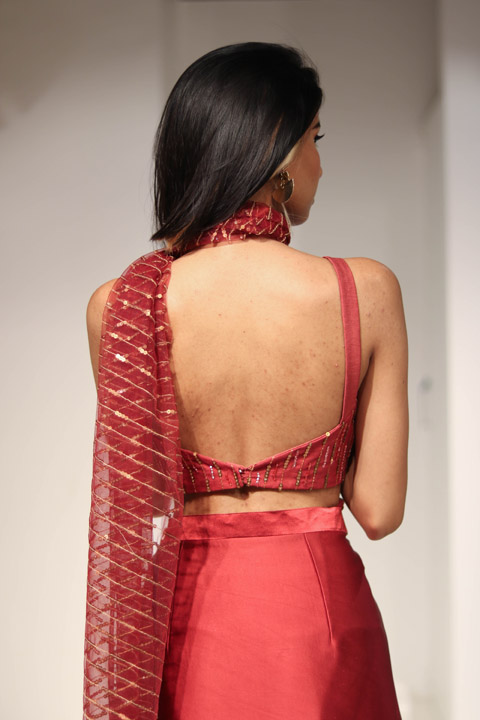 Red Satin Drape Saree GownIMG_8968