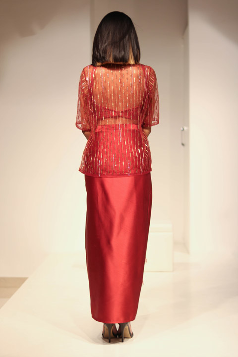 Red Satin Drape Saree GownIMG_8974