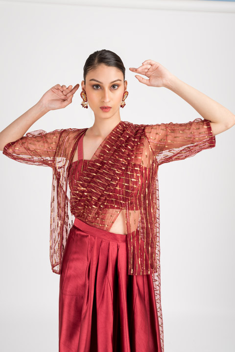 Red Satin Drape Saree Gown_DSC5155-Edit