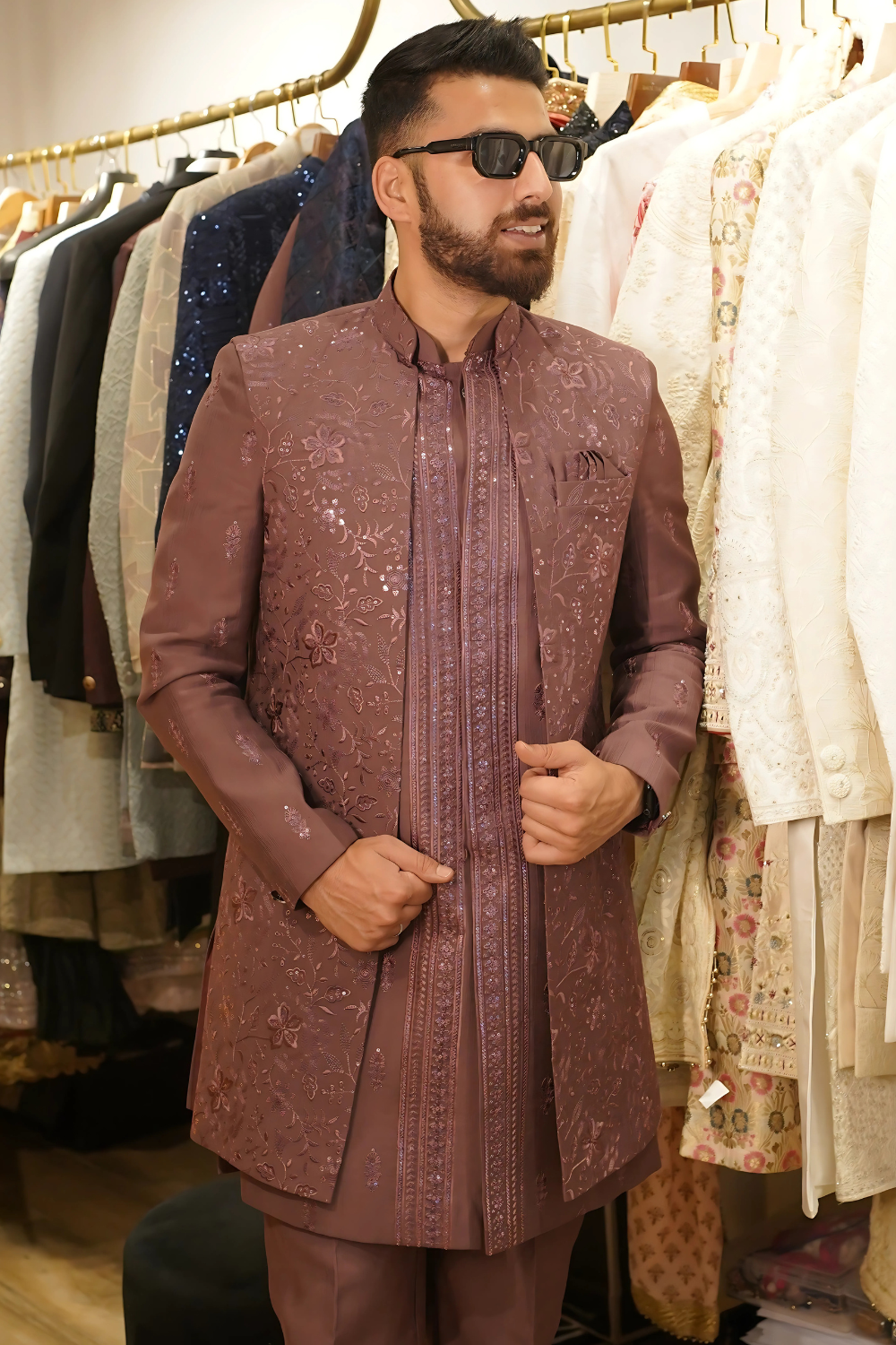 Mauve Indo- Western Sherwani Set1