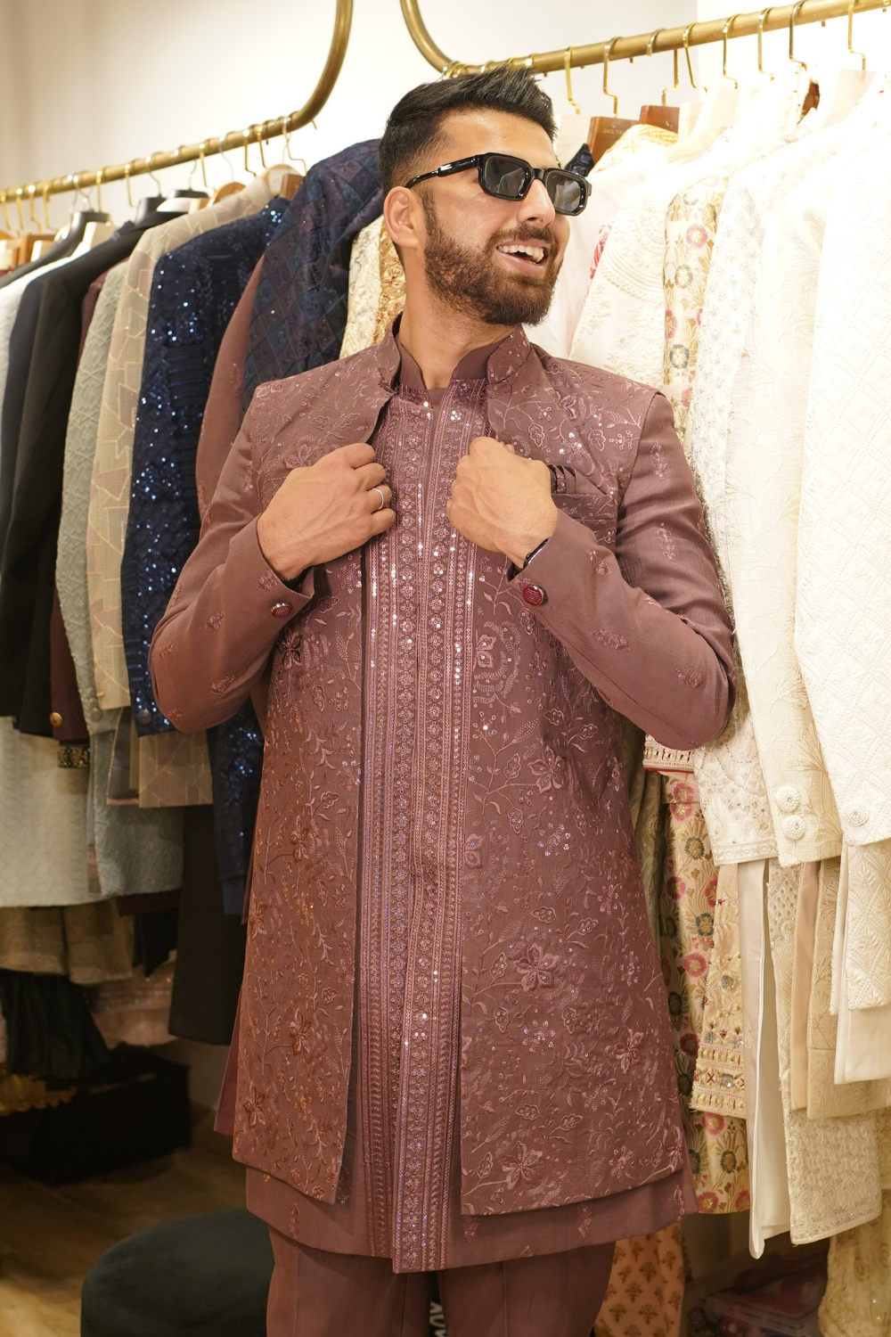 Mauve Indo- Western Sherwani Set2